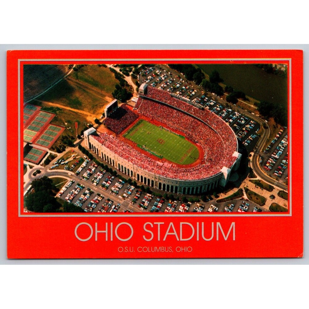 Vintage Postcard Ohio Stadium OSU Columbus Ohio Football Buckeyes Aerial View